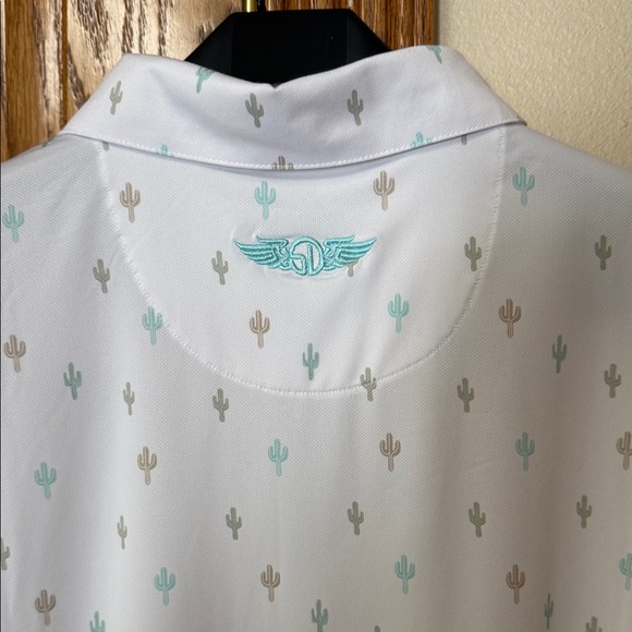 Straight Down White Cactus Print Men's Shirt EUC - Picture 1 of 5